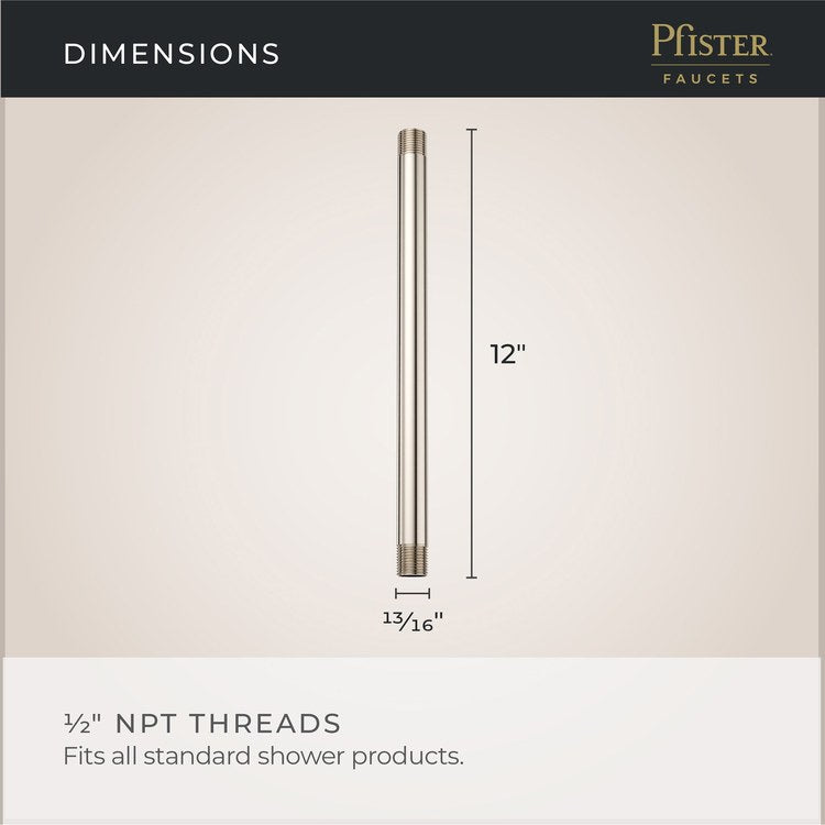 Shower Arm Less Flange Polished Nickel 12 Inch Brass Ceiling - Image 2