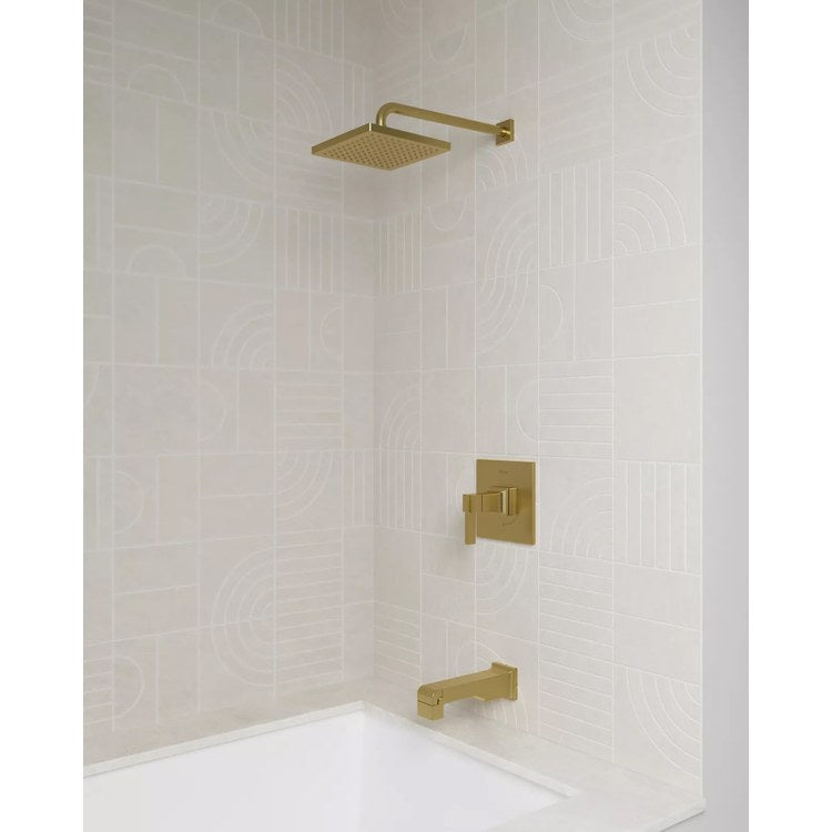 Showerhead 1 Functions Modern Raincan Brushed Gold 7-15/16 Inch 1.75 Gallons per Minute Square Ceiling/Wall for 1/2 IN Straight Shower Arm - Image 2