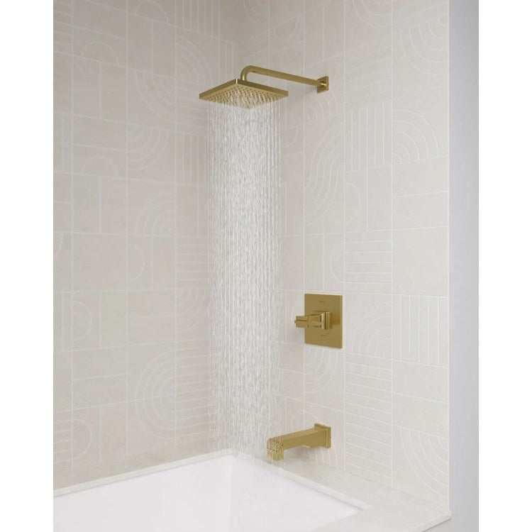 Showerhead 1 Functions Modern Raincan Brushed Gold 7-15/16 Inch 1.75 Gallons per Minute Square Ceiling/Wall for 1/2 IN Straight Shower Arm - Image 3