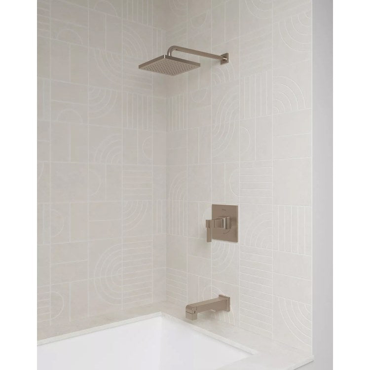 Showerhead 1 Functions Modern Raincan Brushed Nickel 7-15/16 Inch 1.75 Gallons per Minute Square Ceiling/Wall for 1/2 IN Straight Shower Arm - Image 2
