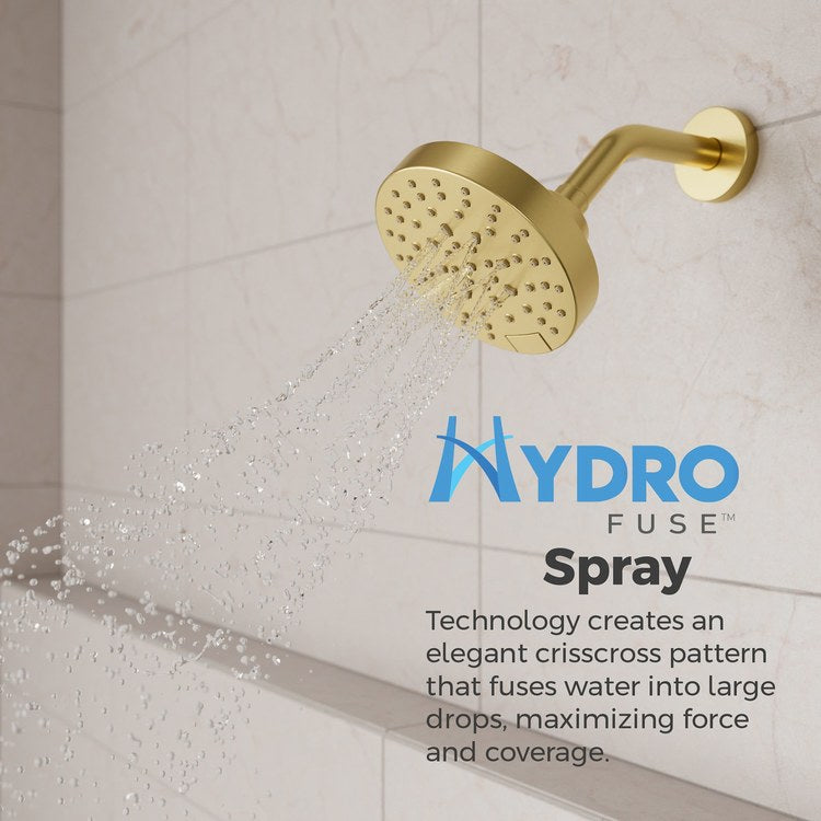 Showerhead 5 Functions Modern Brushed Gold 5-1/2 Inch 1.75 Gallons per Minute Push Button Switch Round ADA - Image 3