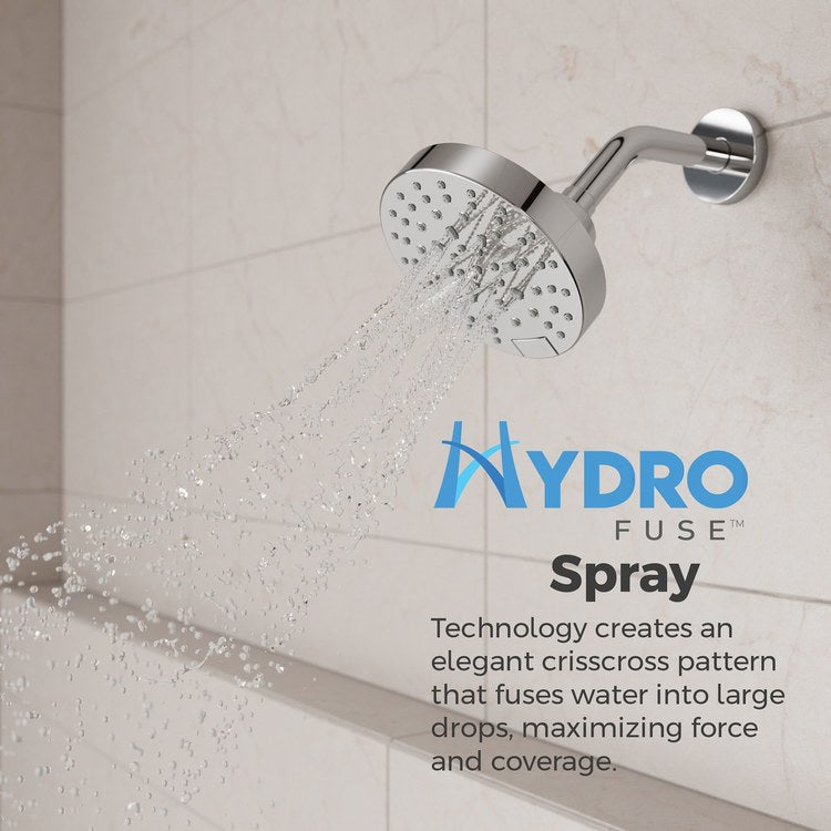 Showerhead 5 Functions Modern Polished Chrome 5-1/2 Inch 1.75 Gallons per Minute Push Button Switch Round ADA - Image 3