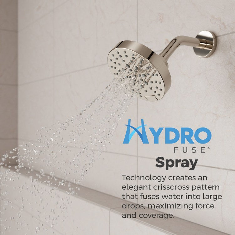 Showerhead 5 Functions Modern Polished Nickel 5-1/2 Inch 1.75 Gallons per Minute Push Button Switch Round ADA - Image 3