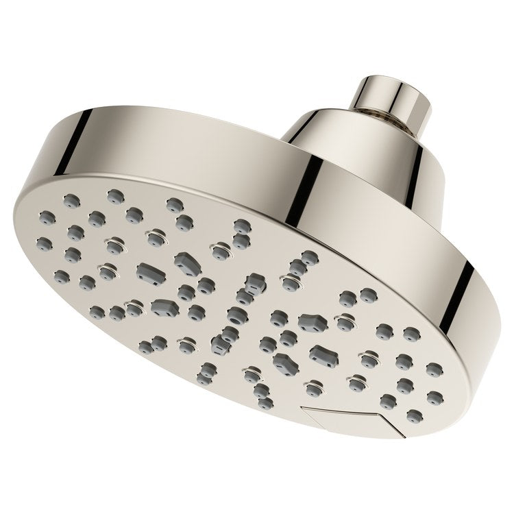 Showerhead 5 Functions Modern Polished Nickel 5-1/2 Inch 1.75 Gallons per Minute Push Button Switch Round ADA - Image 1