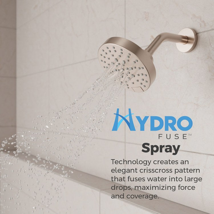 Showerhead 5 Functions Modern Brushed Nickel 5-1/2 Inch 1.75 Gallons per Minute Push Button Switch Round ADA - Image 3
