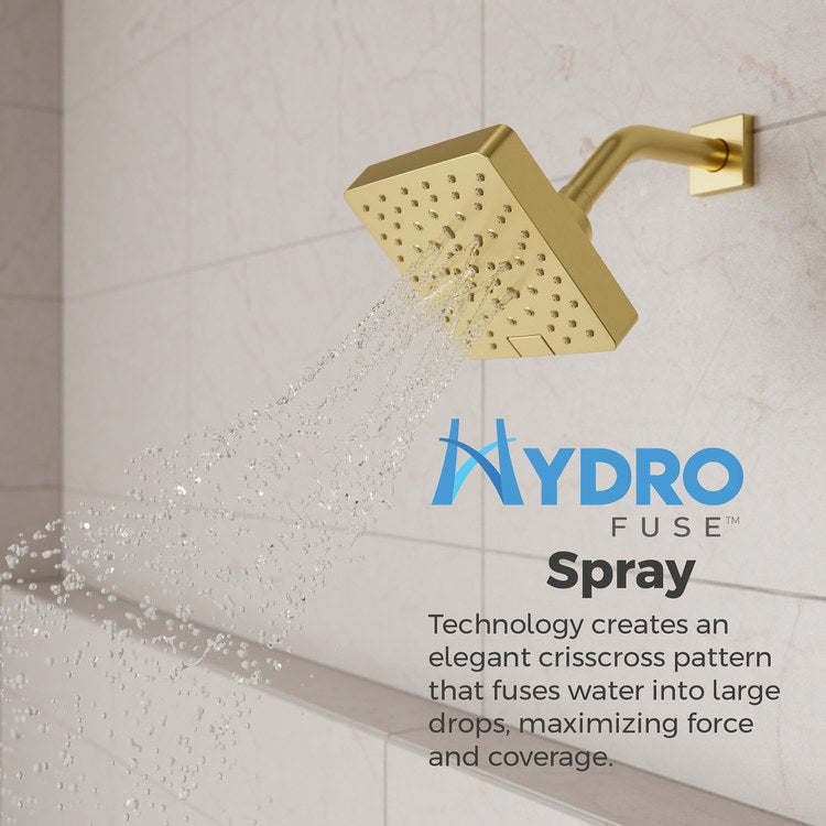 Showerhead 5 Functions Modern Brushed Gold 5-7/16 Inch 1.75 Gallons per Minute Push Button Switch Square ADA - Image 3