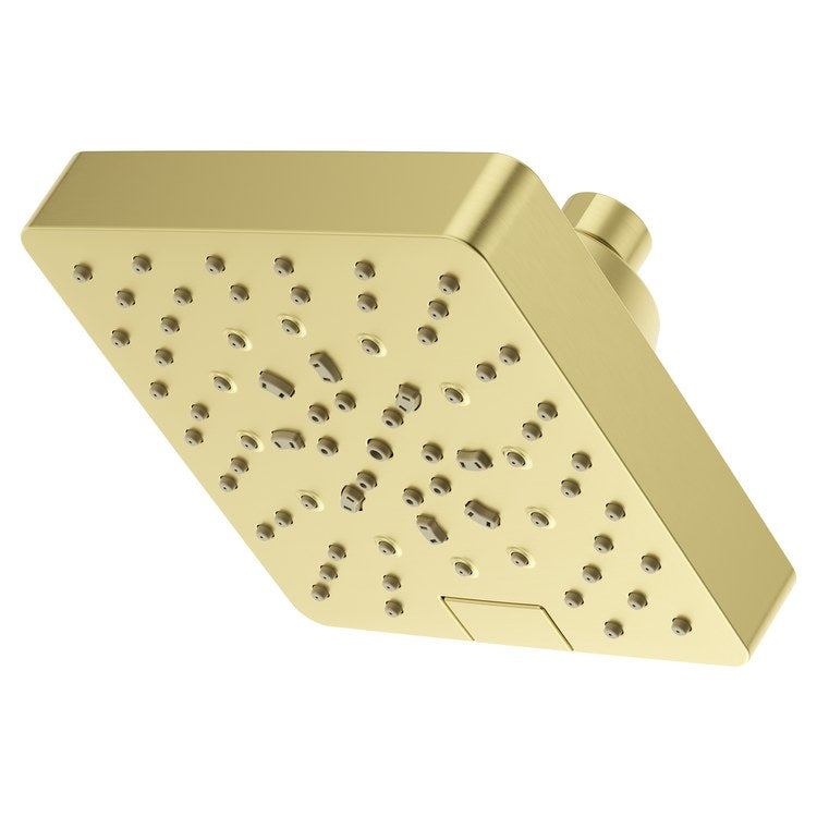 Showerhead 5 Functions Modern Brushed Gold 5-7/16 Inch 1.75 Gallons per Minute Push Button Switch Square ADA
