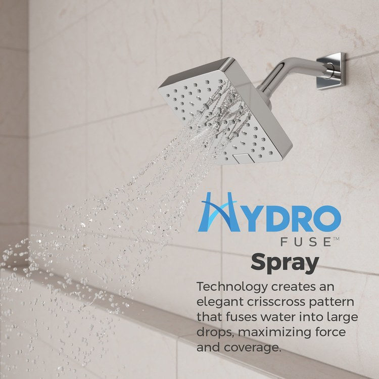 Showerhead 5 Functions Modern Polished Chrome 5-7/16 Inch 1.75 Gallons per Minute Push Button Switch Square ADA - Image 3