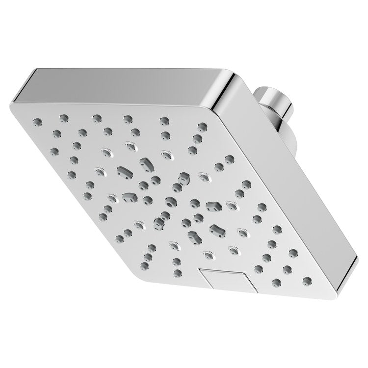 Showerhead 5 Functions Modern Polished Chrome 5-7/16 Inch 1.75 Gallons per Minute Push Button Switch Square ADA - Image 1