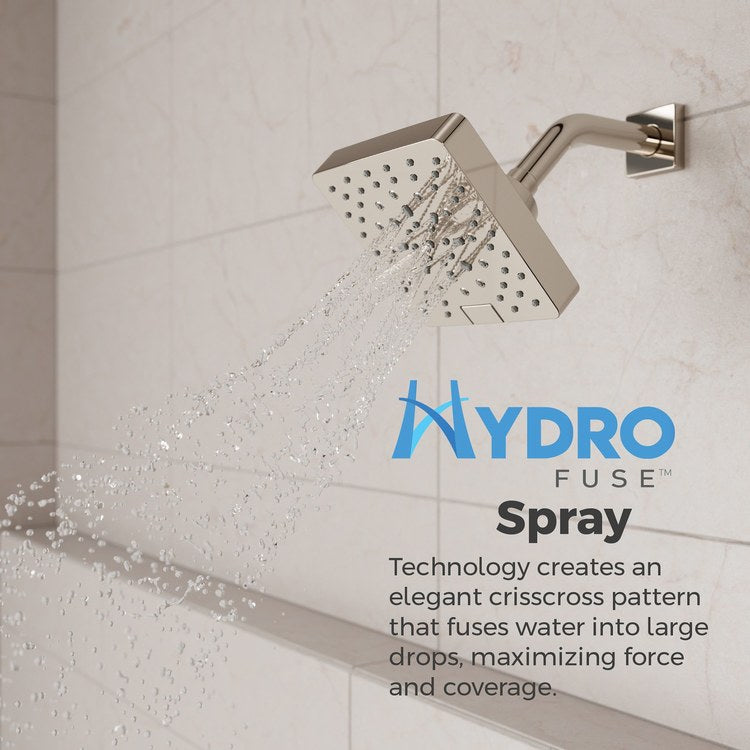 Showerhead 5 Functions Modern Polished Nickel 5-7/16 Inch 1.75 Gallons per Minute Push Button Switch Square ADA - Image 3