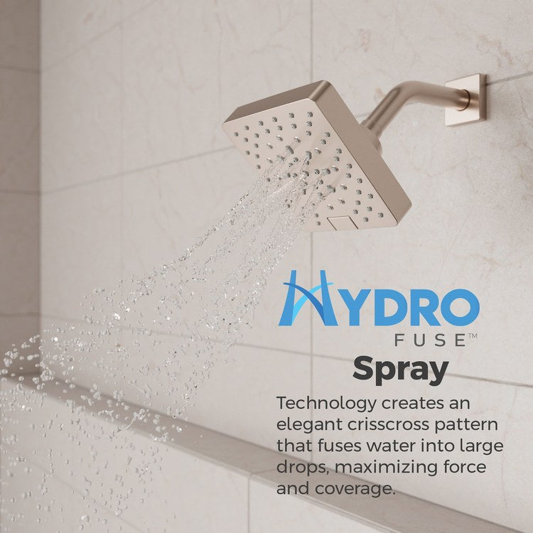 Showerhead 5 Functions Modern Brushed Nickel 5-7/16 Inch 1.75 Gallons per Minute Push Button Switch Square ADA - Image 3