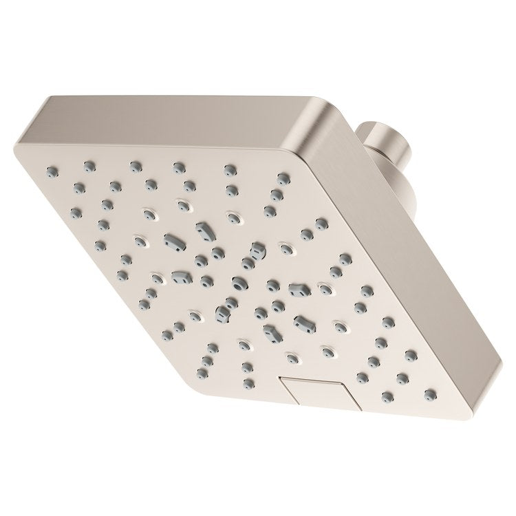 Showerhead 5 Functions Modern Brushed Nickel 5-7/16 Inch 1.75 Gallons per Minute Push Button Switch Square ADA - Image 1