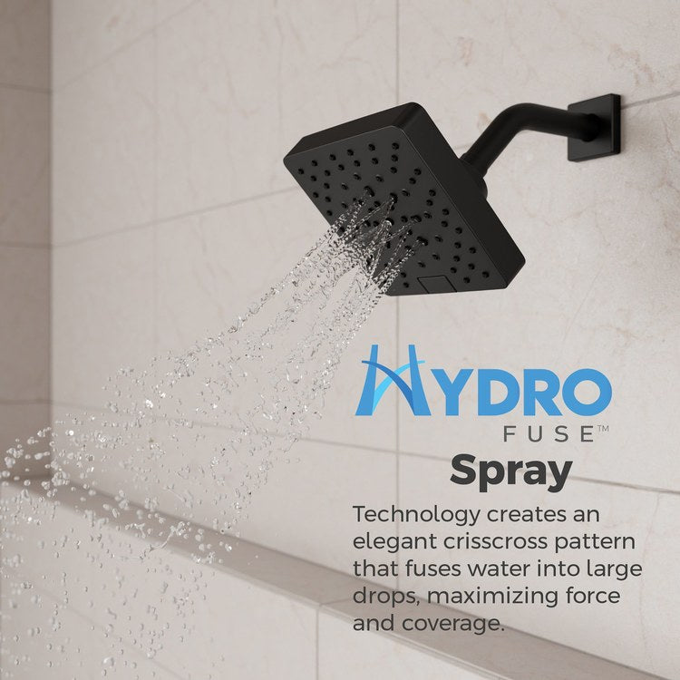 Showerhead 5 Functions Modern Spot Defense Matte Black 5-7/16 Inch 1.75 Gallons per Minute Push Button Switch Square ADA - Image 3