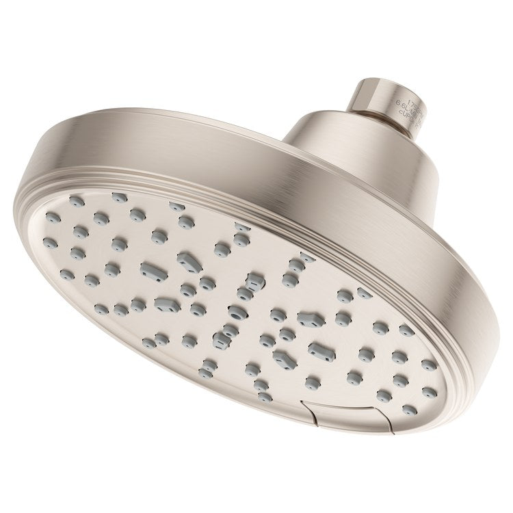 Showerhead 5 Functions Transitional Brushed Nickel 5-13/16 Inch 1.75 Gallons per Minute Push Button Switch Round ADA - Image 1