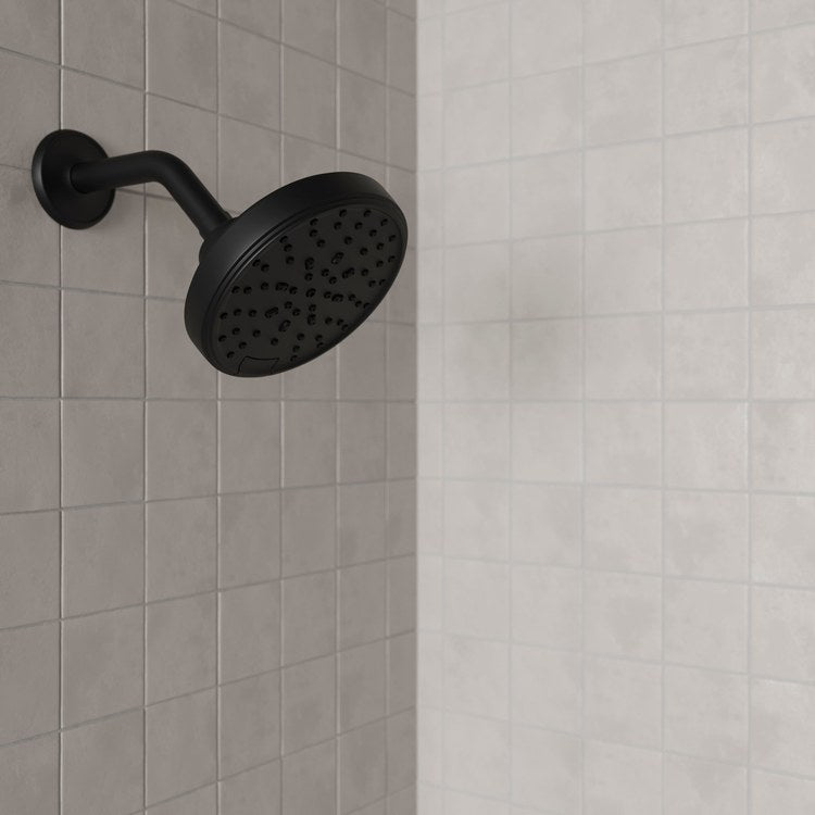 Showerhead 5 Functions Transitional Spot Defense Matte Black 5-13/16 Inch 1.75 Gallons per Minute Push Button Switch Round ADA - Image 2
