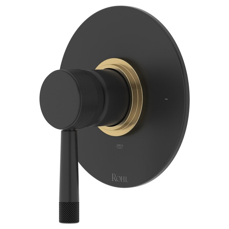 Pressure Balance Valve Trim Amahle 1 Lever Matte Black/Antique Gold 1/2 Inch Round cUPC - Image 1