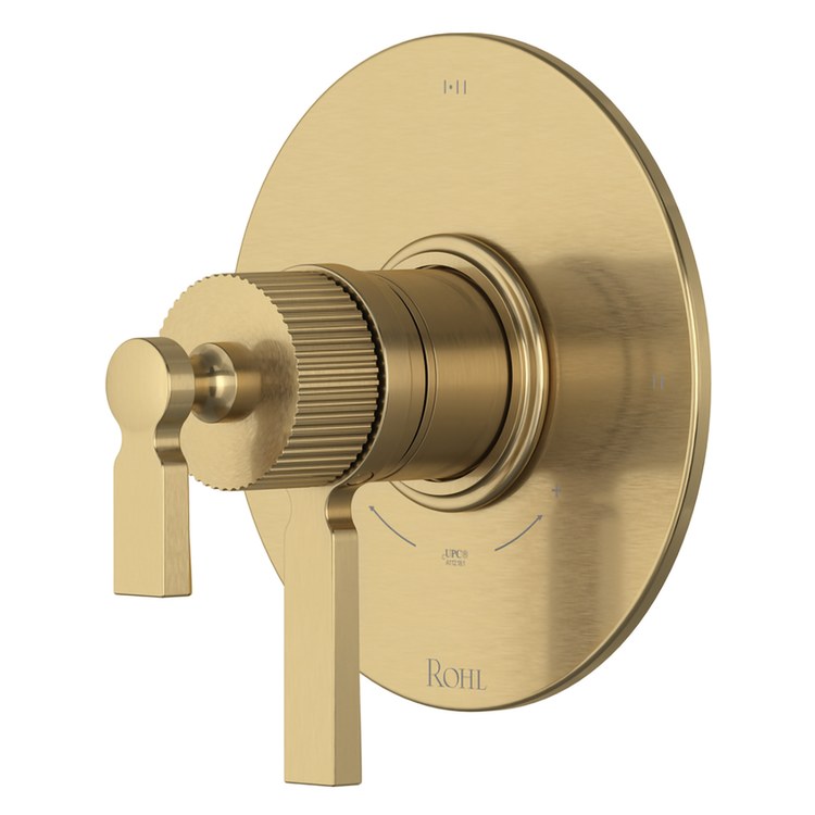 Thermostatic and Pressure Balance Valve Trim Apadana 1 Function Shared 3 Functions 2 Lever Antique Gold cUPC 1/2 Inch ADA - Image 1