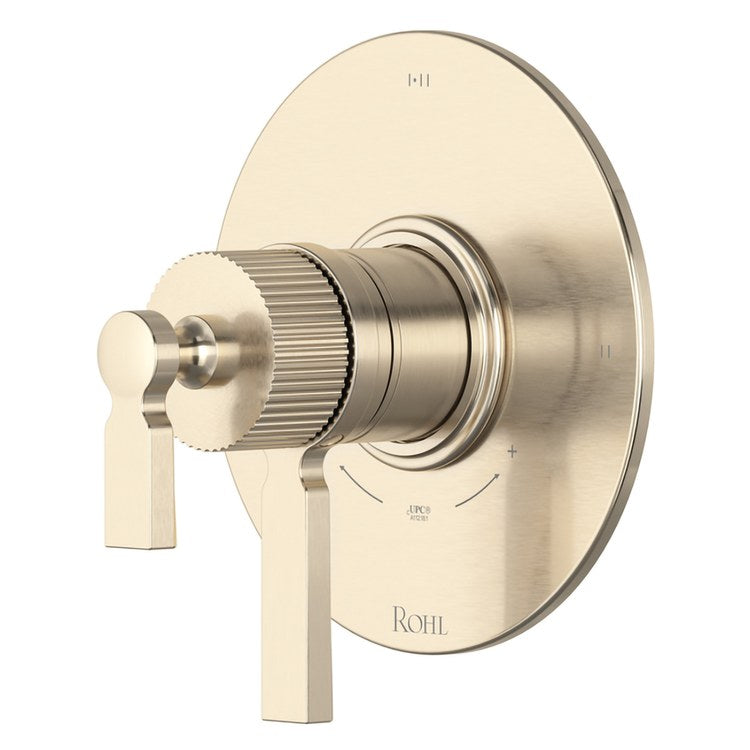 Thermostatic and Pressure Balance Valve Trim Apadana 1 Function Shared 3 Functions 2 Lever Satin Nickel cUPC 1/2 Inch ADA - Image 1