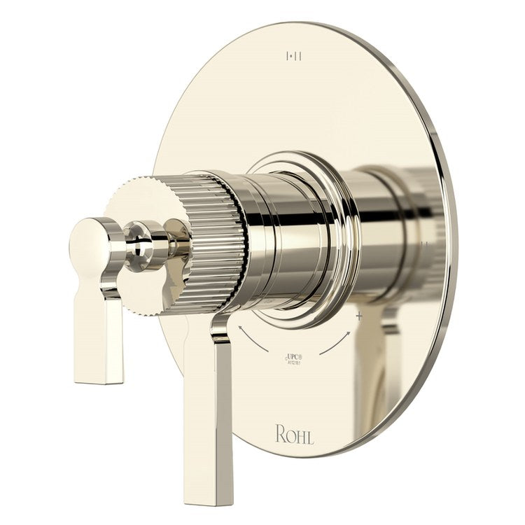 Thermostatic and Pressure Balance Valve Trim Apadana 1 Function Shared 3 Functions 2 Lever Polished Nickel cUPC 1/2 Inch ADA - Image 1