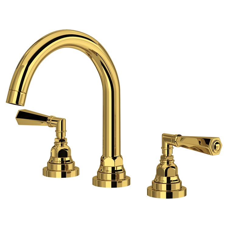 Lavatory Faucet San Giovanni Widespread 8 to 16 Inch Spread 2 Lever WaterSense Unlacquered Brass 1.2 Gallons per Minute Deck Mount C-Spout 3 Hole - Image 1