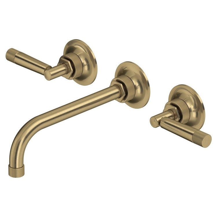 Lavatory Trim Graceline Widespread 8 Inch Spread 2 Lever Unlacquered Brass WaterSense 1.2 Gallons per Minute - Image 1
