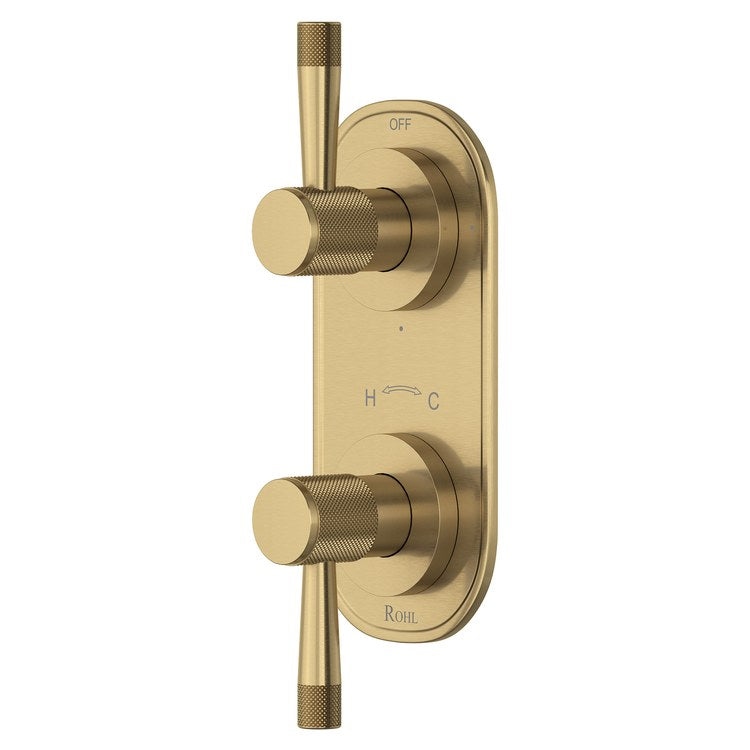 Thermostatic Trim Amahle Oval with Diverter 2 Lever Antique Gold 1/2 Inch - Image 1