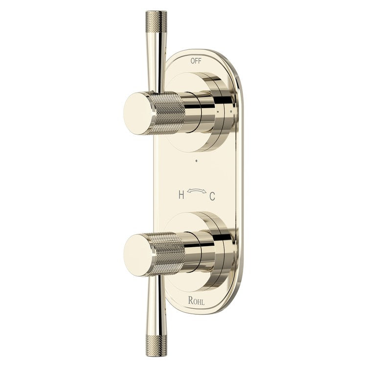 Thermostatic Trim Amahle Oval with Diverter 2 Lever Polished Nickel 1/2 Inch