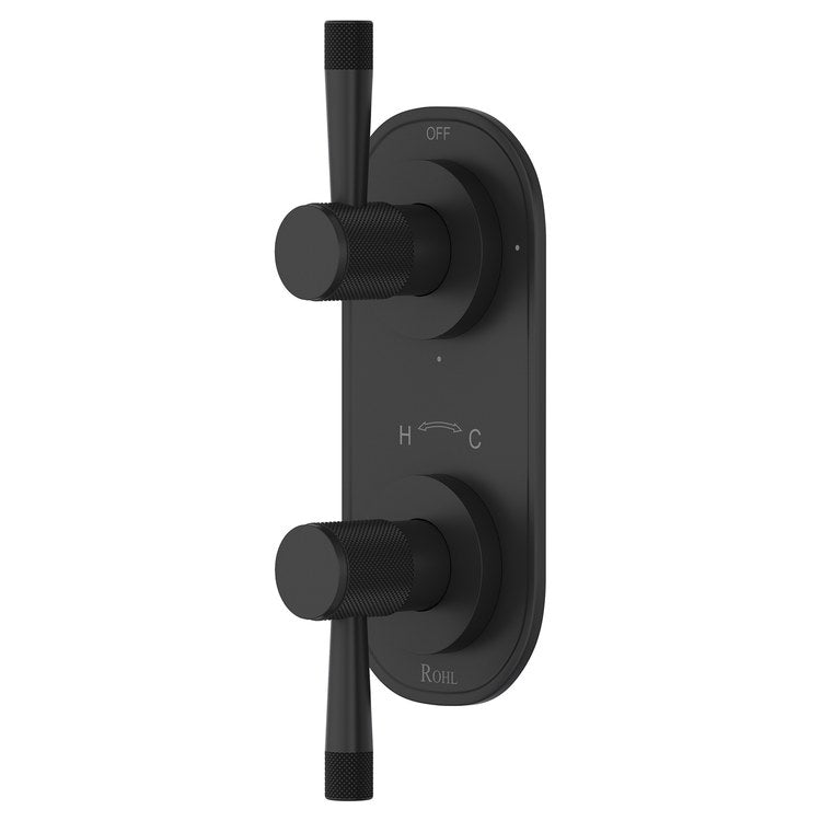 Thermostatic Trim Amahle Oval with Diverter 2 Lever Matte Black 1/2 Inch - Image 1