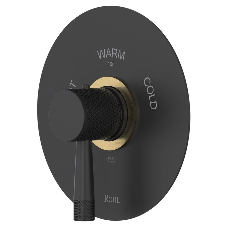 Thermostatic Trim Amahle Round Less Volume Control 1 Lever Matte Black/Antique Gold 3/4 Inch - Image 1