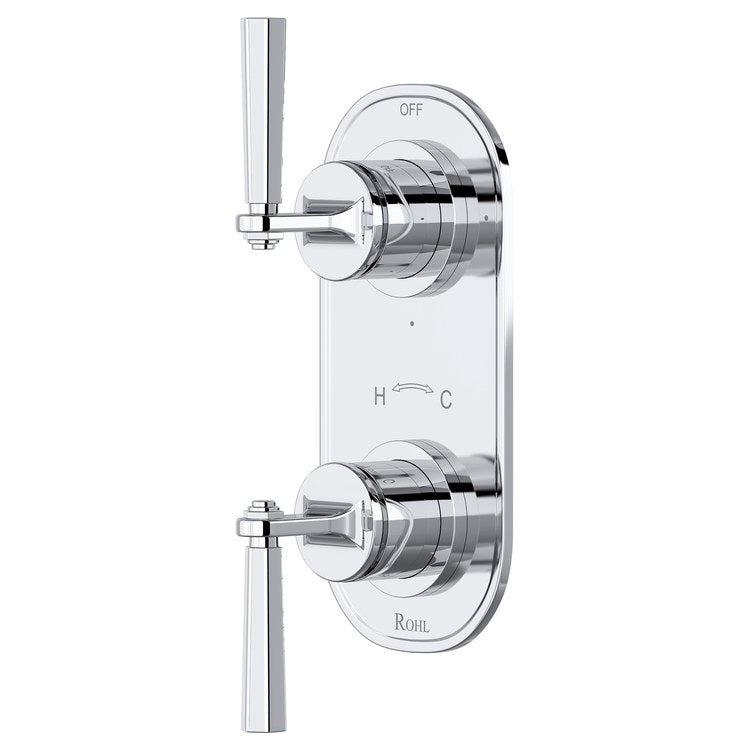 Thermostatic Trim Modelle Oval with Diverter 2 Lever Polished Chrome 1/2 Inch