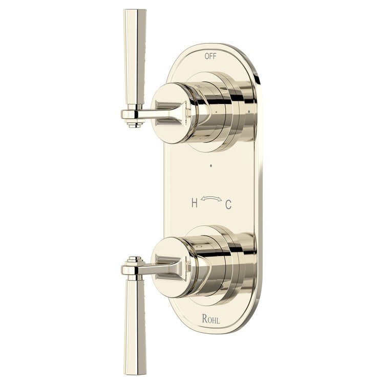 Thermostatic Trim Modelle Oval with Diverter 2 Lever Polished Nickel 1/2 Inch