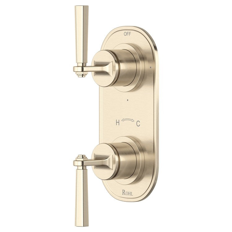 Thermostatic Trim Modelle Oval with Diverter 2 Lever Satin Nickel 1/2 Inch