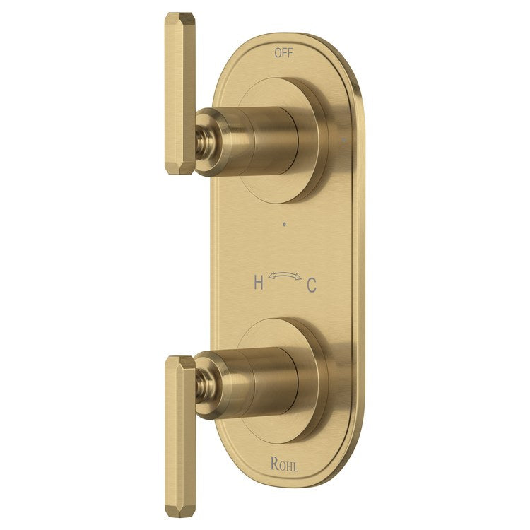 Thermostatic Valve Trim Apothecary 2 Lever Antique Gold