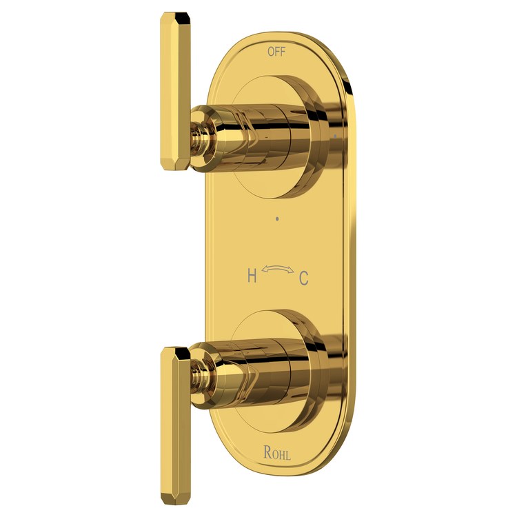 Thermostatic Valve Trim Apothecary 2 Lever Unlacquered Brass
