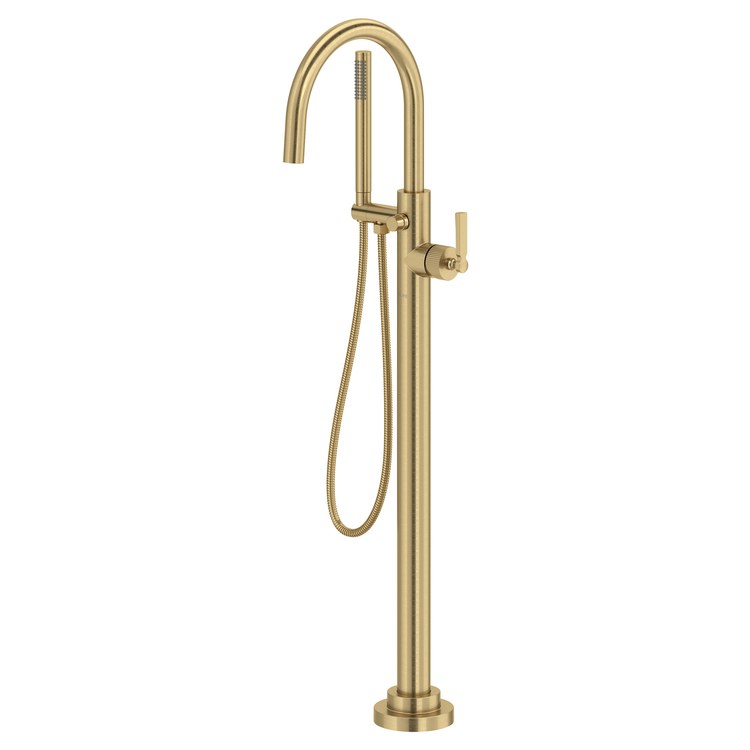 Tub Filler Trim Apadana with Handshower 1 Lever Antique Gold cUPC ADA Floor Mount 12 Gallons per Minute - Image 1
