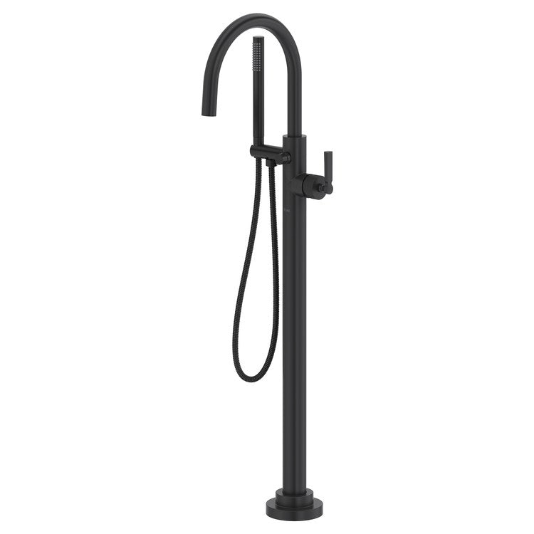 Tub Filler Trim Apadana with Handshower 1 Lever Matte Black cUPC ADA Floor Mount 12 Gallons per Minute - Image 1