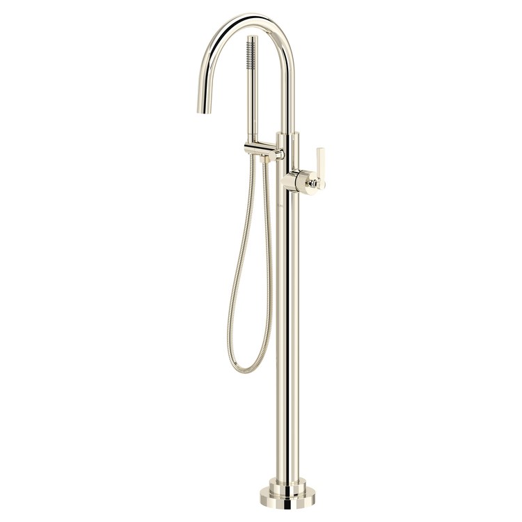 Tub Filler Trim Apadana with Handshower 1 Lever Polished Nickel cUPC ADA Floor Mount 12 Gallons per Minute - Image 1