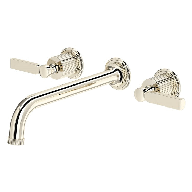 Tub Filler Trim Apadana 2 Lever Polished Nickel cUPC ADA 8 Inch Spread Wall Mount 10 Gallons per Minute