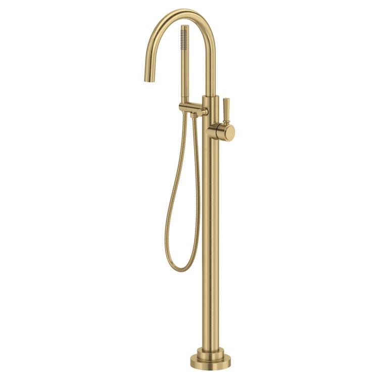 Tub Filler San Giovanni with Handshower 1 Lever Antique Gold Floor Mount 12 Gallons per Minute - Image 2