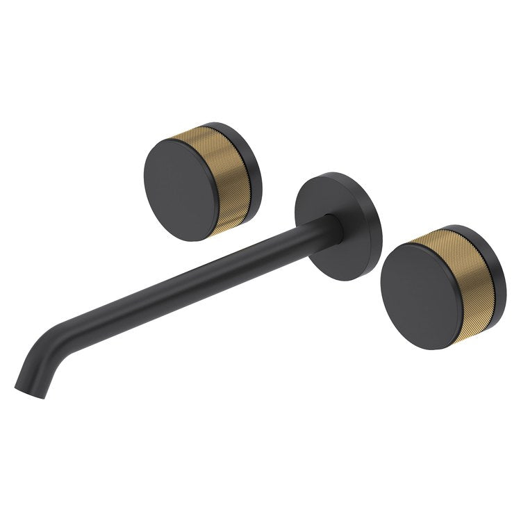 Tub Filler Trim Amahle 2 Knob Matte Black/Antique Gold cUPC 8 Inch Spread Wall Mount 10 Gallons per Minute