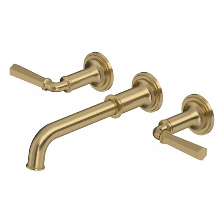 Lavatory Trim San Giovanni Wall Mount 8 Inch Spread 2 Lever Antique Gold WaterSense/cUPC ADA 1.2 Gallons per Minute