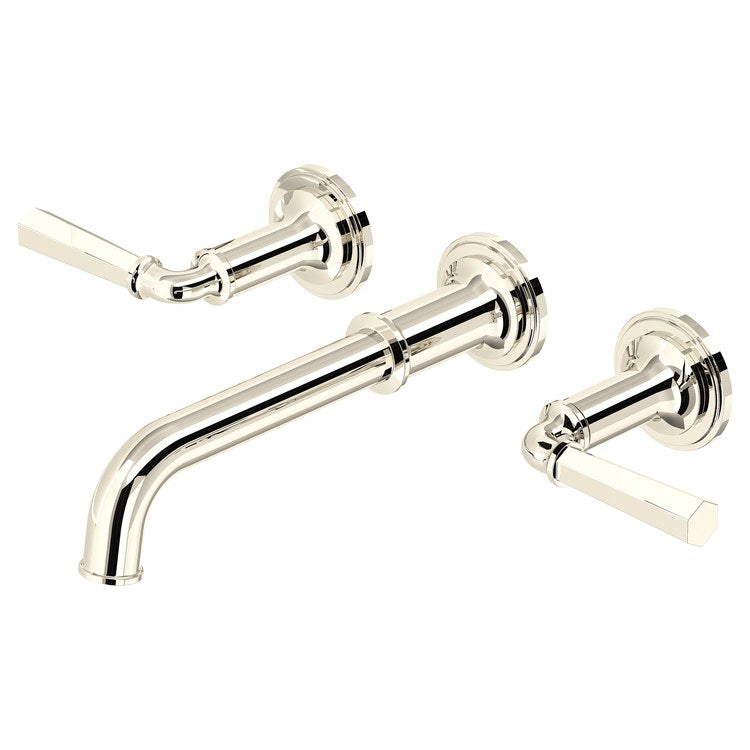 Lavatory Trim San Giovanni Wall Mount 8 Inch Spread 2 Lever Polished Nickel WaterSense/cUPC ADA 1.2 Gallons per Minute