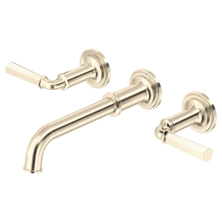 Lavatory Trim San Giovanni Wall Mount 8 Inch Spread 2 Lever Satin Nickel WaterSense/cUPC ADA 1.2 Gallons per Minute