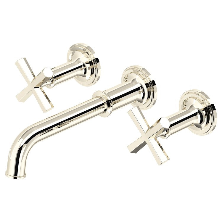 Lavatory Trim San Giovanni Wall Mount 8 Inch Spread 2 Cross Polished Nickel WaterSense/cUPC 1.2 Gallons per Minute