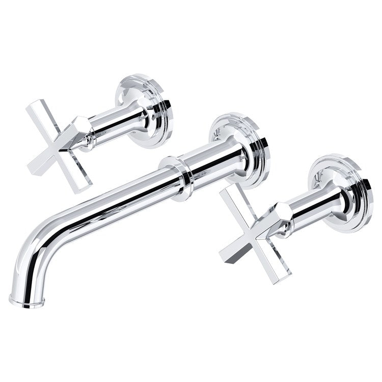 Lavatory Trim San Giovanni Wall Mount 8 Inch Spread 2 Cross Polished Chrome WaterSense/cUPC 1.2 Gallons per Minute