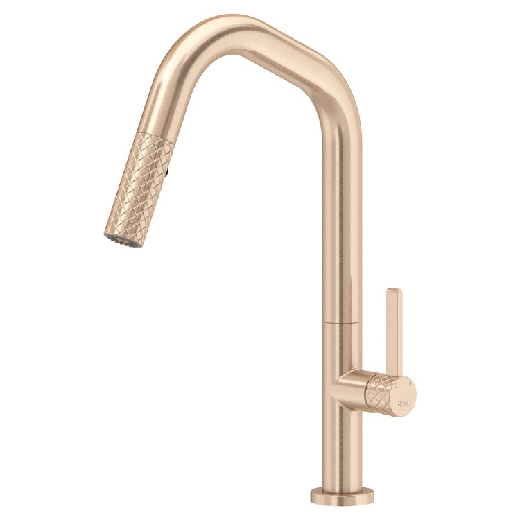 Kitchen Faucet Tenerife Pull Down 1 Lever cUPC Vintage Gold Dual Swivel U-Spout 1 Hole Deck Mount 1.8 Gallons per Minute - Image 1