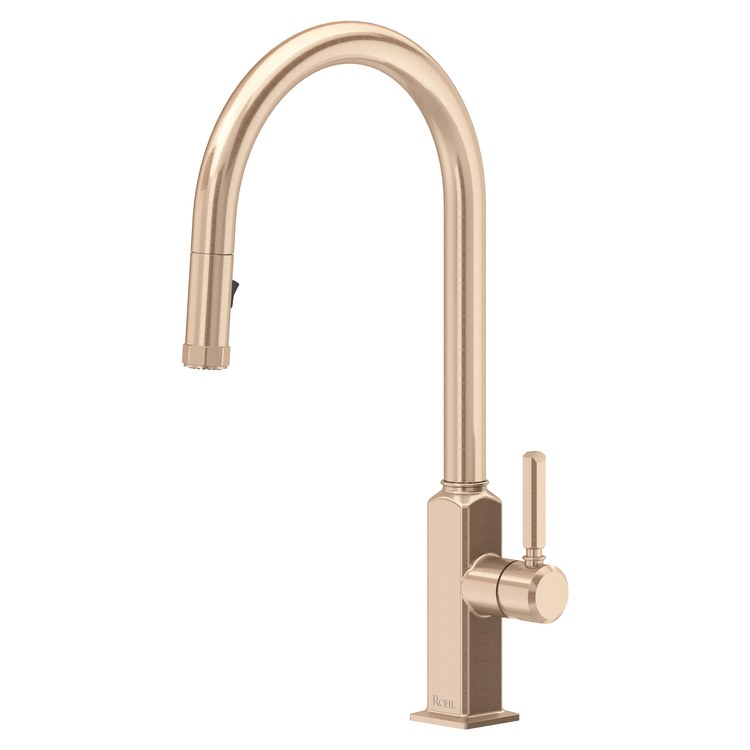 Kitchen Faucet Apothecary Pull Down 1 Lever ADA cUPC Vintage Gold Dual Swivel C-Spout 1 Hole Deck Mount 1.8 Gallons per Minute - Image 1