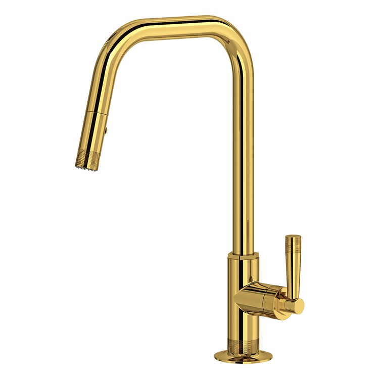 Kitchen Faucet Graceline Pull Down 1 Lever cUPC Unlacquered Brass Dual Swivel U-Spout 1 Hole Deck Mount 1.8 Gallons per Minute - Image 1