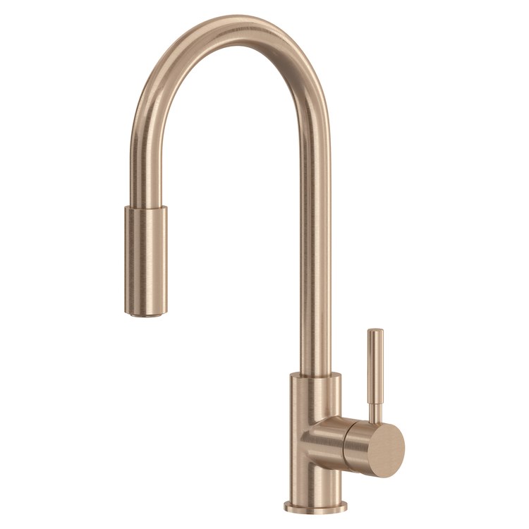 Kitchen Faucet Lux Pull Down 1 Lever cUPC Vintage Gold Dual Swivel C-Spout 1 Hole Deck Mount 1.8 Gallons per Minute - Image 1