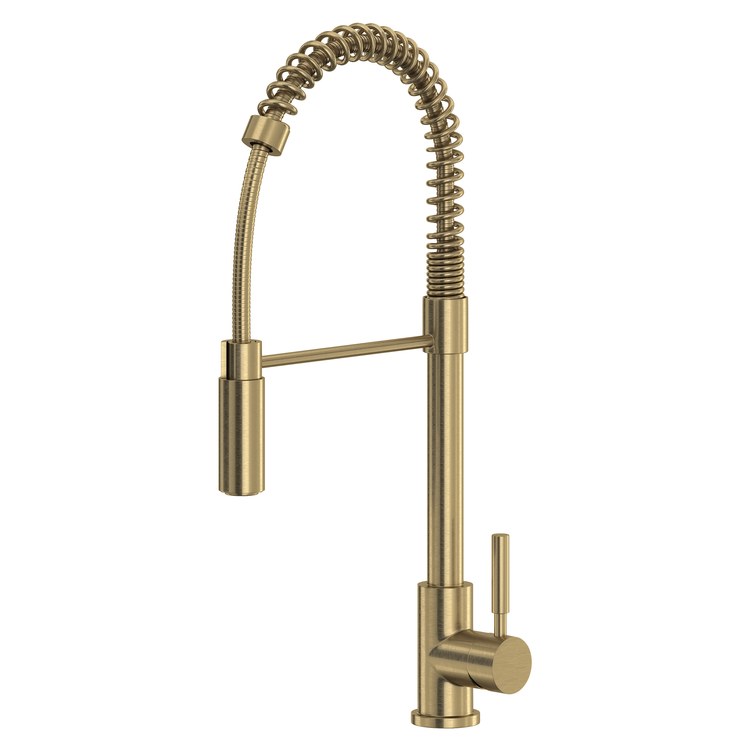Kitchen Faucet Lux Pre-Rinse Spring Pull Down 1 Lever cUPC Antique Gold Dual Swivel C-Spout 1 Hole Deck Mount 1.8 Gallons per Minute - Image 1